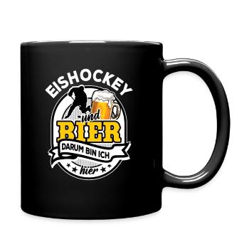 Eishockey & Bier - darum bin ich hier - Tasse einfarbig - Schwarz - Rechts