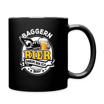 Baggern & Bier - darum bin ich hier - Tasse einfarbig - Schwarz - Rechts
