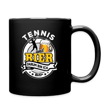 Tennis & Bier - darum bin ich hier - Tasse einfarbig - Schwarz - Rechts