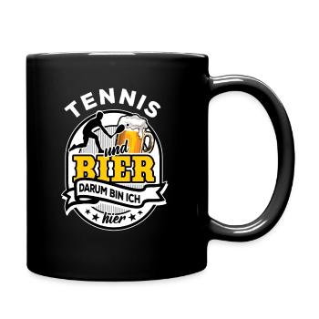 Tennis & Bier - darum bin ich hier - Tasse einfarbig - Schwarz - Rechts