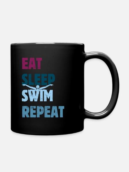Eat Sleep Swim Repeat - Butterfly - Delfin Stil - Ensfarvet krus - sort