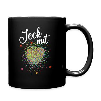 Jeck mit Herz - Fasching - Karneval - Verkleidung - Tasse einfarbig - Schwarz - Rechts