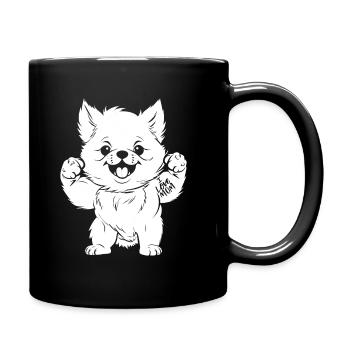 Pomeranian I Love Mom - Tasse einfarbig - Schwarz - Rechts