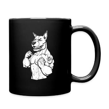 Bull Terrier Bizeps Tattoo I Love Mom - Tasse einfarbig - Schwarz - Rechts