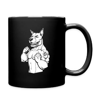 Bull Terrier Bizeps Tattoo I Love Mom - Tasse einfarbig - Schwarz - Rechts
