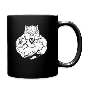 Loup biceps tatouage j’aime maman - Mug uni - noir - Droite