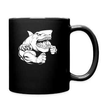 Shark Biceps Tattoo I Love Dad - Full Colour Mug - black - Right