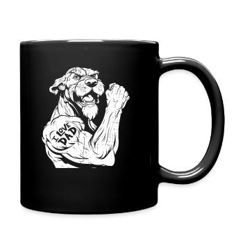 Irischer Wolfshund Bizeps Tattoo I Love Dad - Tasse einfarbig - Schwarz - Rechts