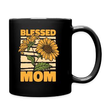 Sonnenblumen Mama Sunflower Mom - Tasse einfarbig - Schwarz - Rechts