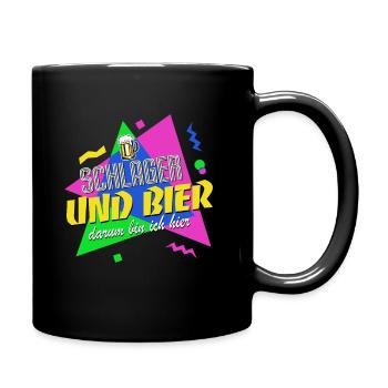 Schlager und Bier darum bin ich hier - 80er Jahre - Tasse einfarbig - Schwarz - Rechts