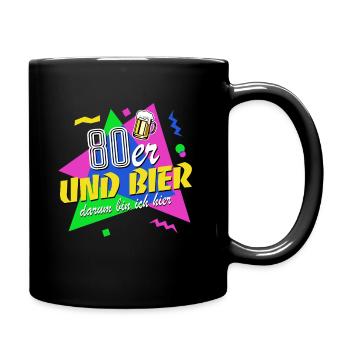 80er und Bier darum bin ich hier - 80er Jahre - Tasse einfarbig - Schwarz - Rechts