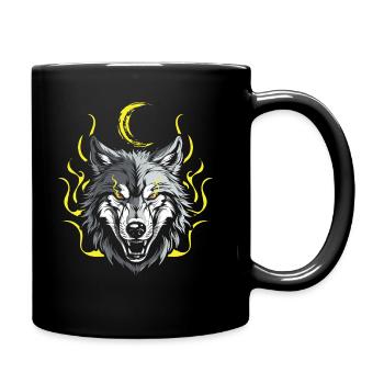 Wolf Mond Phase Lunar Wolf - Tasse einfarbig - Schwarz - Rechts