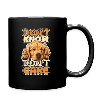 Golden Retriever Funny Don't Know Don't Care - Full Colour Mug - black - Right