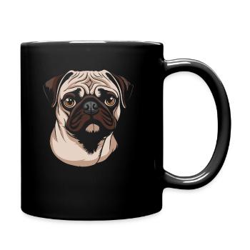 Pug Dog - Full Colour Mug - black - Right
