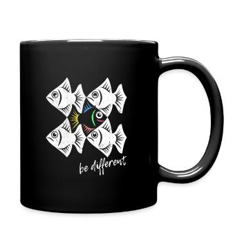 Be different - Fische - gegen den Strom schwimmen - Tasse einfarbig - Schwarz - Rechts