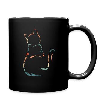 Katze - Tasse einfarbig - Schwarz - Rechts