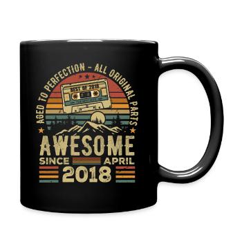 April 2018 Vintage Retro Geburtstagsgeschenk - Tasse einfarbig - Schwarz - Rechts