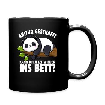 Panda - Abitur geschafft wieder ins Bett? - Spruch - Tasse einfarbig - Schwarz - Rechts