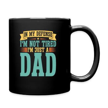 Vater Papa Lustiger Papa In My Defense - Tasse einfarbig - Schwarz - Rechts