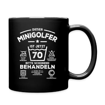 Dieser Minigolfer ist jetzt 70 schonend behandeln - Tasse einfarbig - Schwarz - Rechts
