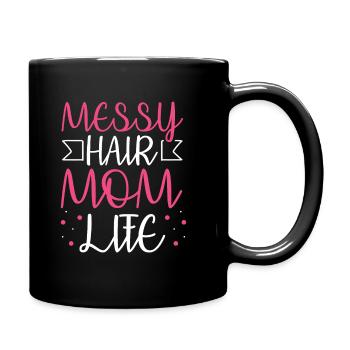 Mom Mom Messy Bun Mom Life - Full Colour Mug - black - Right