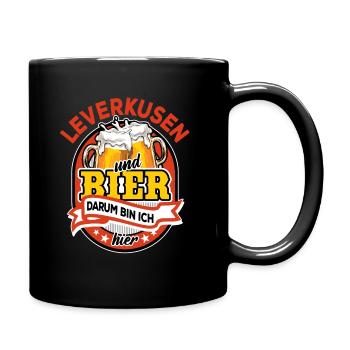 Leverkusen & Bier darum bin ich hier - Spruch - Tasse einfarbig - Schwarz - Rechts