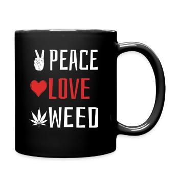 Peace Love Weed - Heart - Full Colour Mug - black - Right