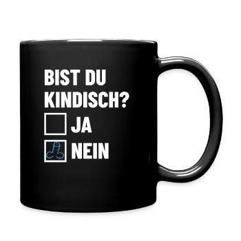 Bist du kindisch? Ankreuzen - Pimmel - Tasse einfarbig - Schwarz - Rechts