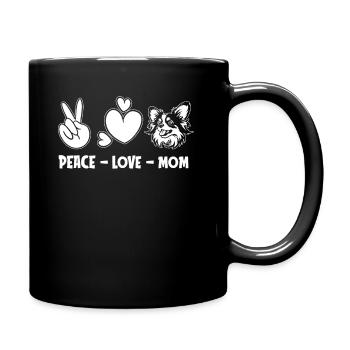 Papillon Peace Love Dog Mom - Tasse einfarbig - Schwarz - Rechts