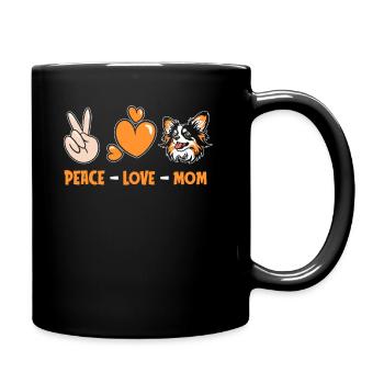 Papillon Peace Love Dog Mom - Tasse einfarbig - Schwarz - Rechts