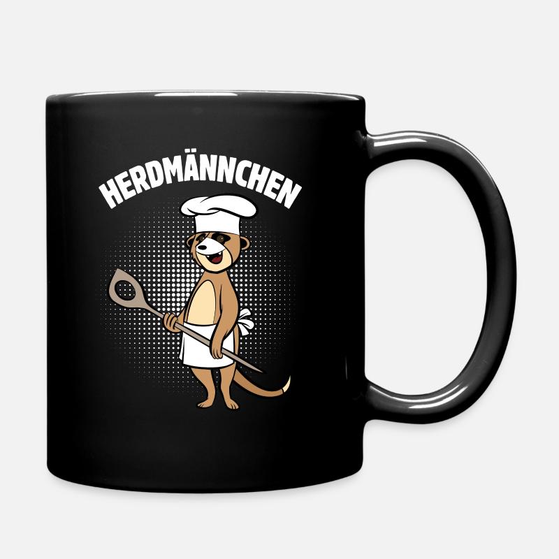 Herdmännchen - Erdmännchen mit Kochlöffel - Tasse einfarbig - Schwarz
