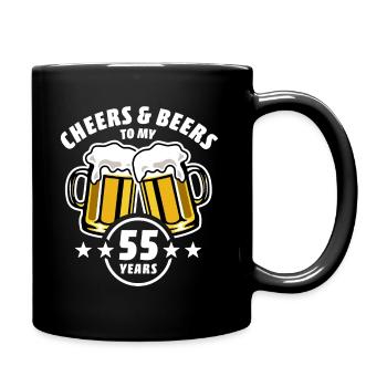 Cheers & Beers to my 55 years - 55th birthday - Full Colour Mug - black - Right