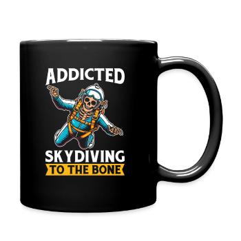Parachutist Skydiving Skeleton - Full Colour Mug - black - Right