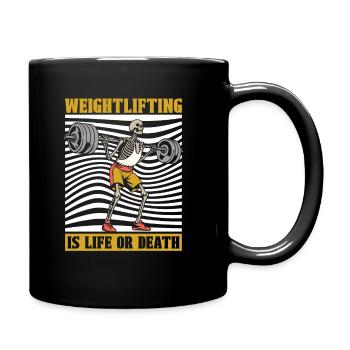 Gewichtheben Gewichtheber Skelett - Tasse einfarbig - Schwarz - Rechts