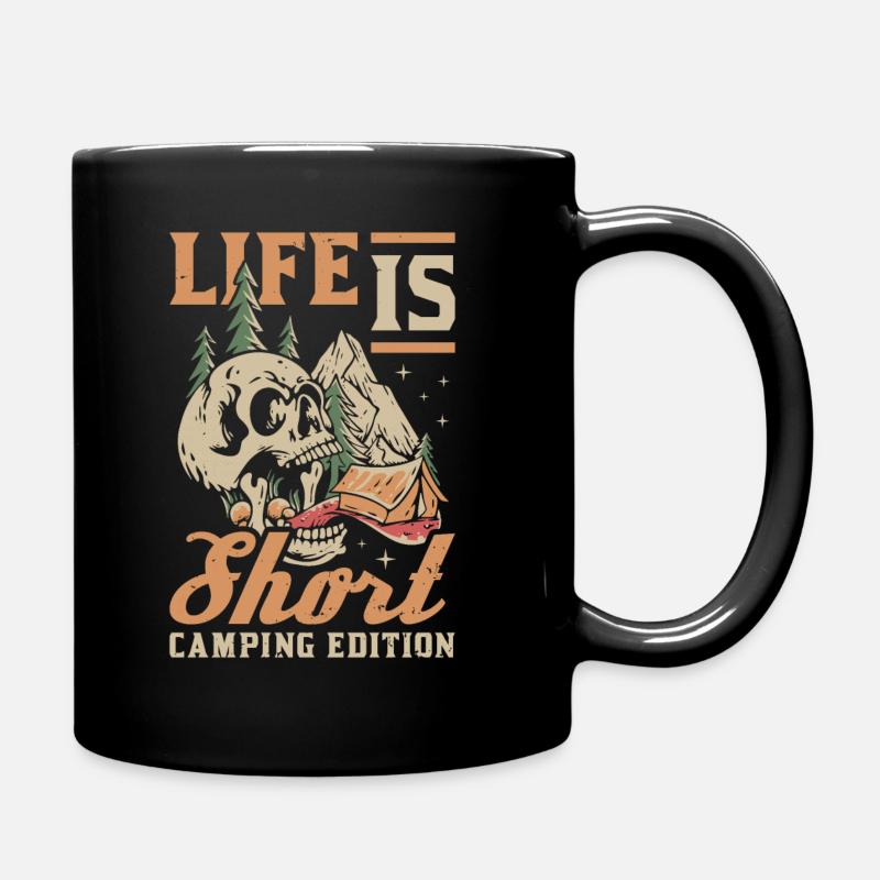 Zelt Camping Campen - Tasse einfarbig - Schwarz