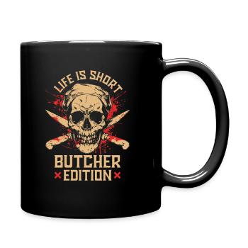 Boucher, boucher, boucher, crâne - Mug uni - noir - Droite