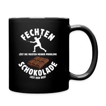 Fechten löst meine Probleme - Schoko Spruch - Tasse einfarbig - Schwarz - Rechts