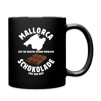 Mallorca löst meine Probleme - Schoko Spruch - Tasse einfarbig - Schwarz - Rechts