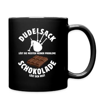 Dudelsack löst meine Probleme - Schoko Spruch - Tasse einfarbig - Schwarz - Rechts