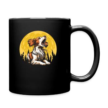 Brittany Spaniel Moon Howling - Tasse einfarbig - Schwarz - Rechts