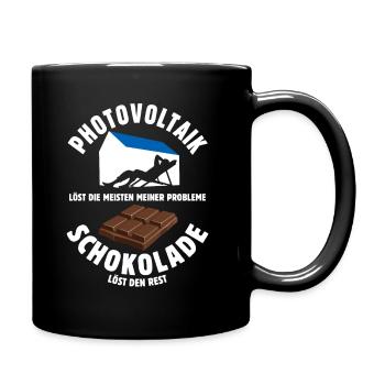 Photovoltaik löst meine Probleme - Schoko Spruch - Tasse einfarbig - Schwarz - Rechts