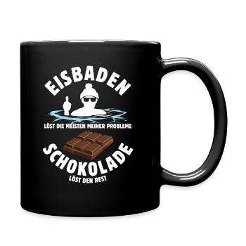 Eisbaden löst meine Probleme - Schoko Spruch - Tasse einfarbig - Schwarz - Rechts