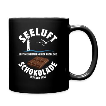 Seeluft löst meine Probleme - Schoko Spruch - Tasse einfarbig - Schwarz - Rechts