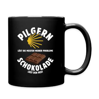 Pilgern löst meine Probleme - Schoko Spruch - Tasse einfarbig - Schwarz - Rechts