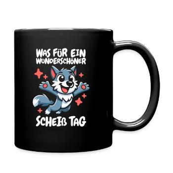 Wolf Funny Please Shut Up - Full Colour Mug - black - Right