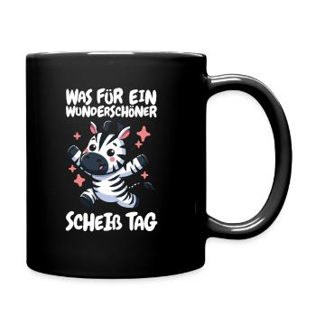 Zebra Lustig Halten Sie Bitte Die Fresse - Tasse einfarbig - Schwarz - Rechts
