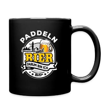 Paddeln & Bier - darum bin ich hier - SUP Spruch - Tasse einfarbig - Schwarz - Rechts