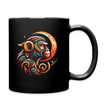 Affe Moon Phases - Tasse einfarbig - Schwarz - Rechts