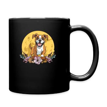 Boxer Hund Deutscher Boxer Wilde Blumen - Tasse einfarbig - Schwarz - Rechts