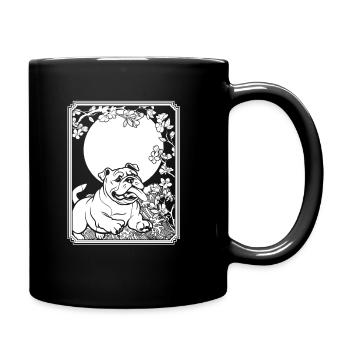 Bulldogge Japan Cherry Blossom Moon - Tasse einfarbig - Schwarz - Rechts